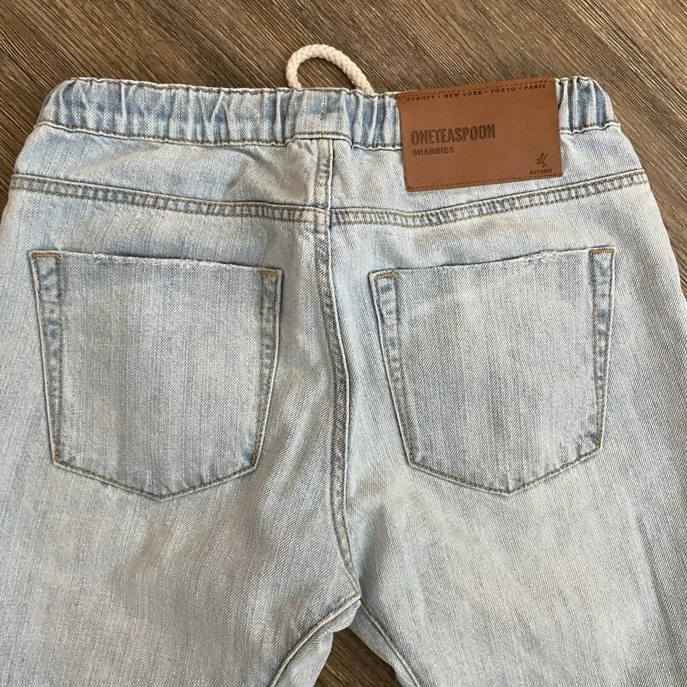 One Teaspoon Shabbies Drawstring Elastic Waist Distressed Jean Pants XSMALL XS - Picture 7 of 8